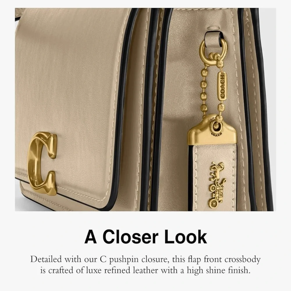 New Coach Ivory Bandit Crossbody Bag with Gold Accents